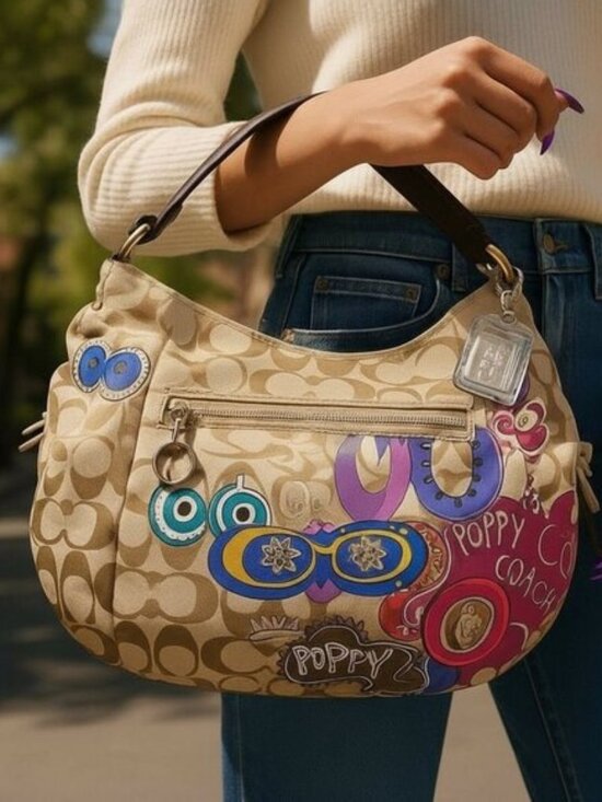 Coach Handbags - Y2K COACH Poppy Graffiti Glam Tote Crossbody Signature Rare Bag Purse 2 Hangtag